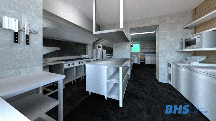 3D Rasējums kafejnīcas virtuve