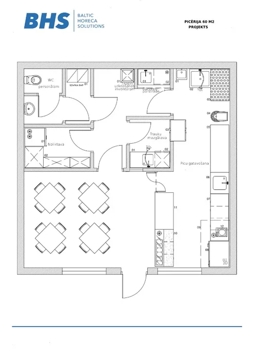 Rasējums Picērija 60 m2